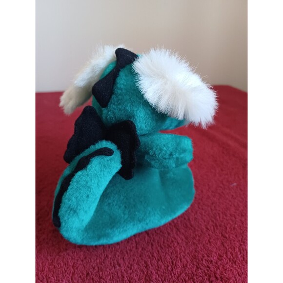GREEN AND BLACK BUCKTOOTH DRAGON PLUSH ANIMAL STUFFED SOFT TOY 6 INCHES - Picture 6 of 6